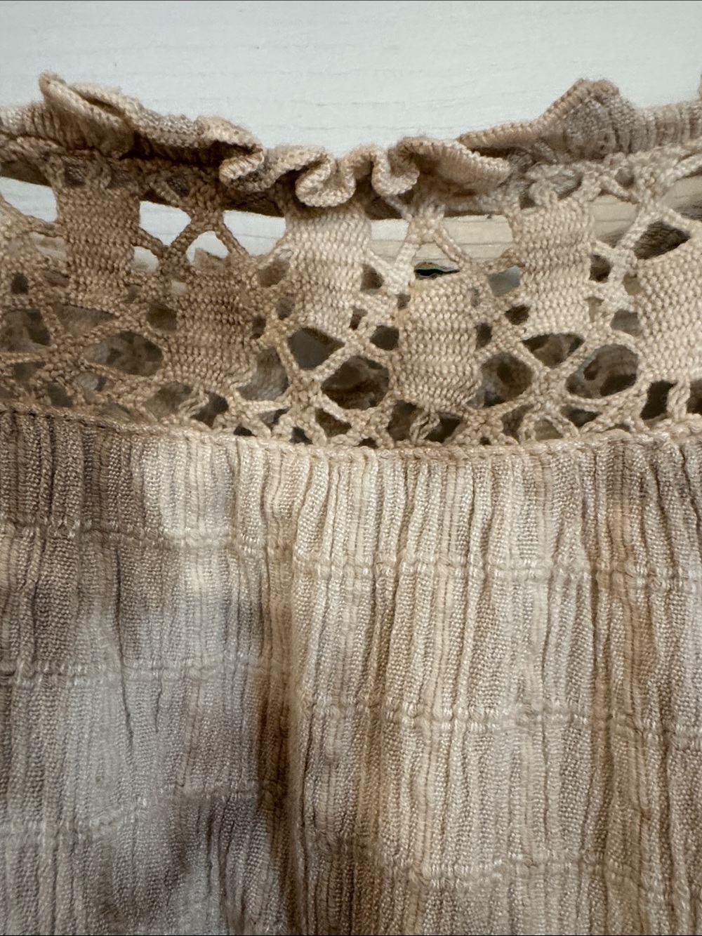 aerie Cream and Brown Tie-Dye Crochet-Trim Tank - Picture 3 of 12